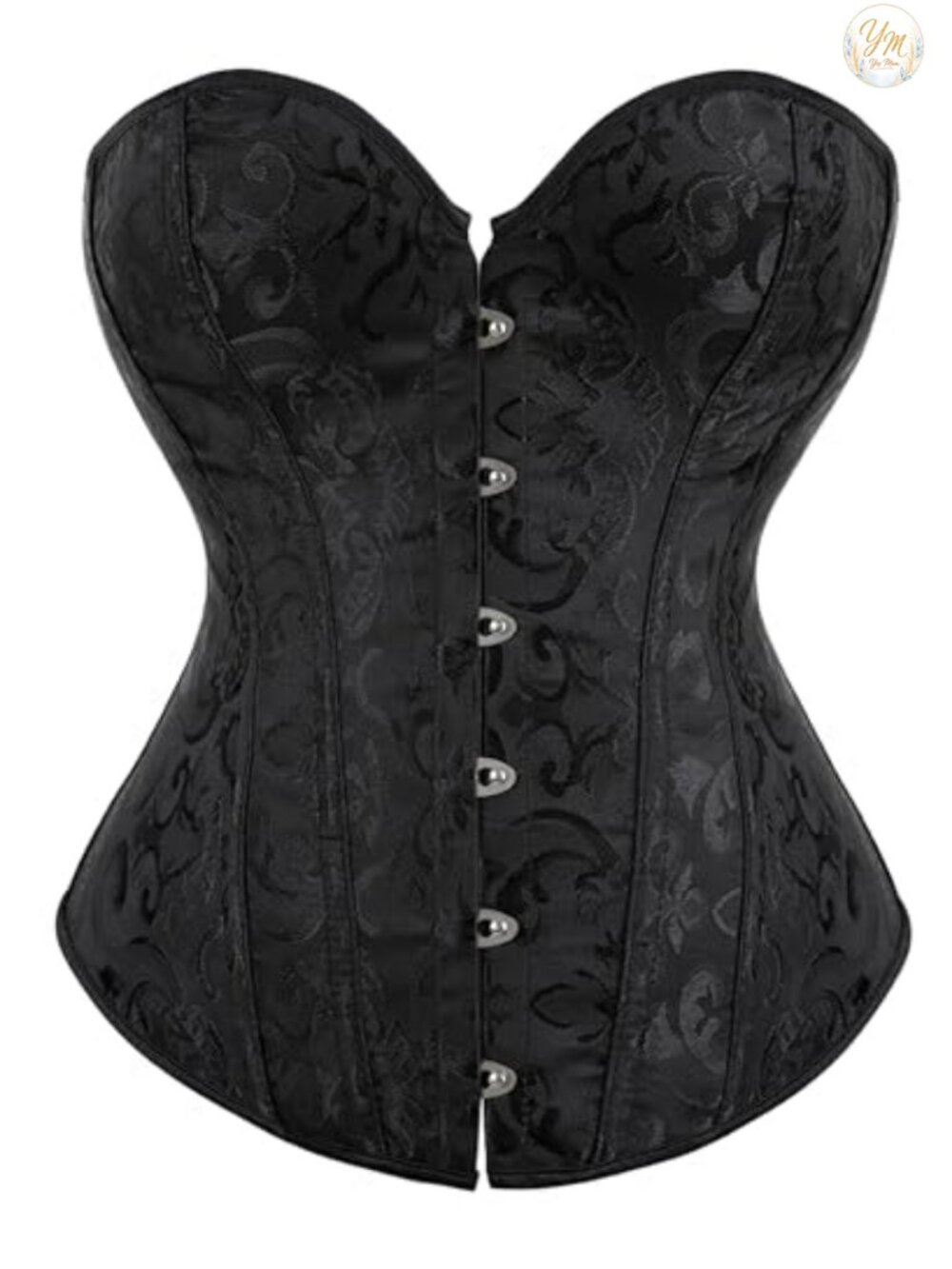 Vintage Floral Corset Bustier Top Steel Boned Lace Up Overbust